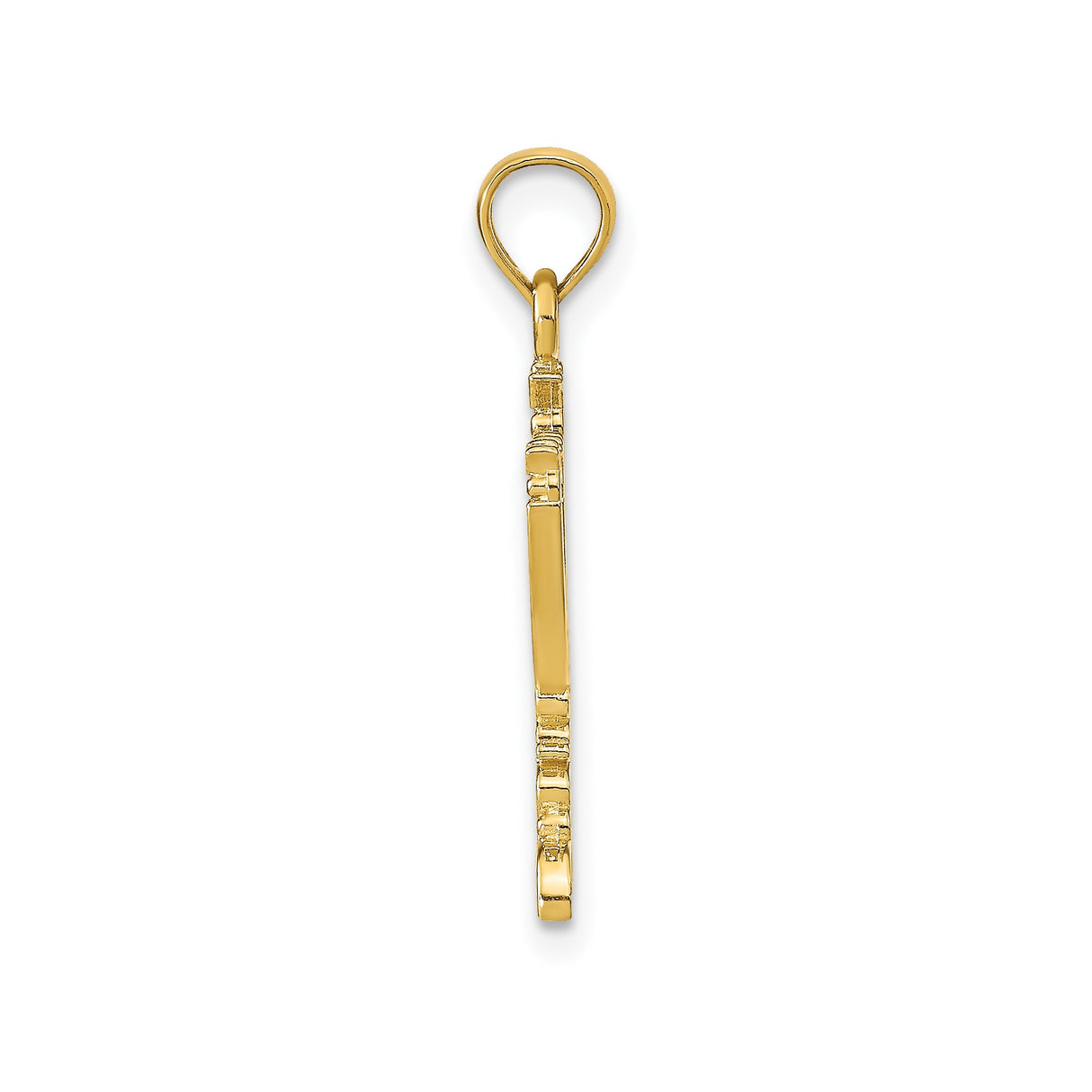 14k Yellow Gold Menorah Pendant with Seven Branch Design, Jewish Faith Symbol Charm