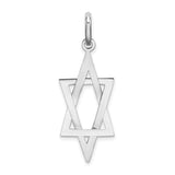14k White Gold Star of David Pendant with Interlocking Triangle Design, Unisex Jewish Charm