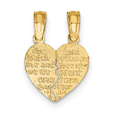 14k Yellow Gold Mizpah Heart Pendant with Break Apart Design, Christian Memorial Charm