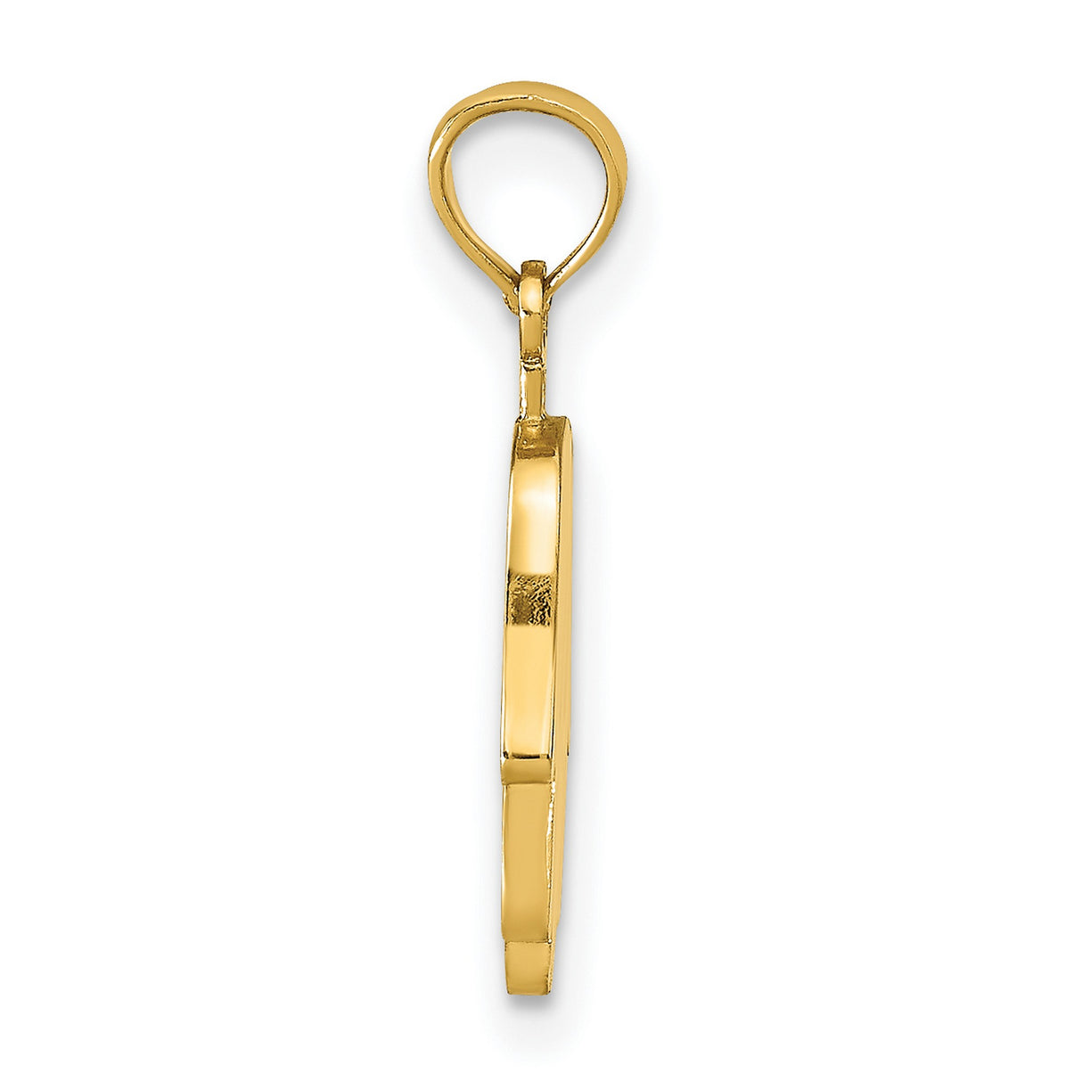 Large Solid Polished Hamsa Charm Pendant in Real 14k Yellow Gold