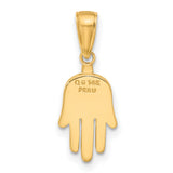 Large Solid Polished Hamsa Charm Pendant in Real 14k Yellow Gold