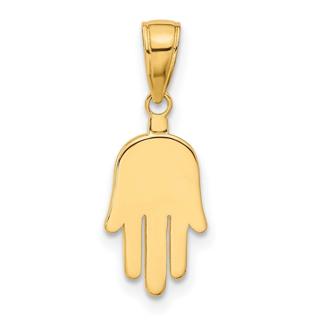 Large Solid Polished Hamsa Charm Pendant in Real 14k Yellow Gold