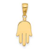 Large Solid Polished Hamsa Charm Pendant in Real 14k Yellow Gold