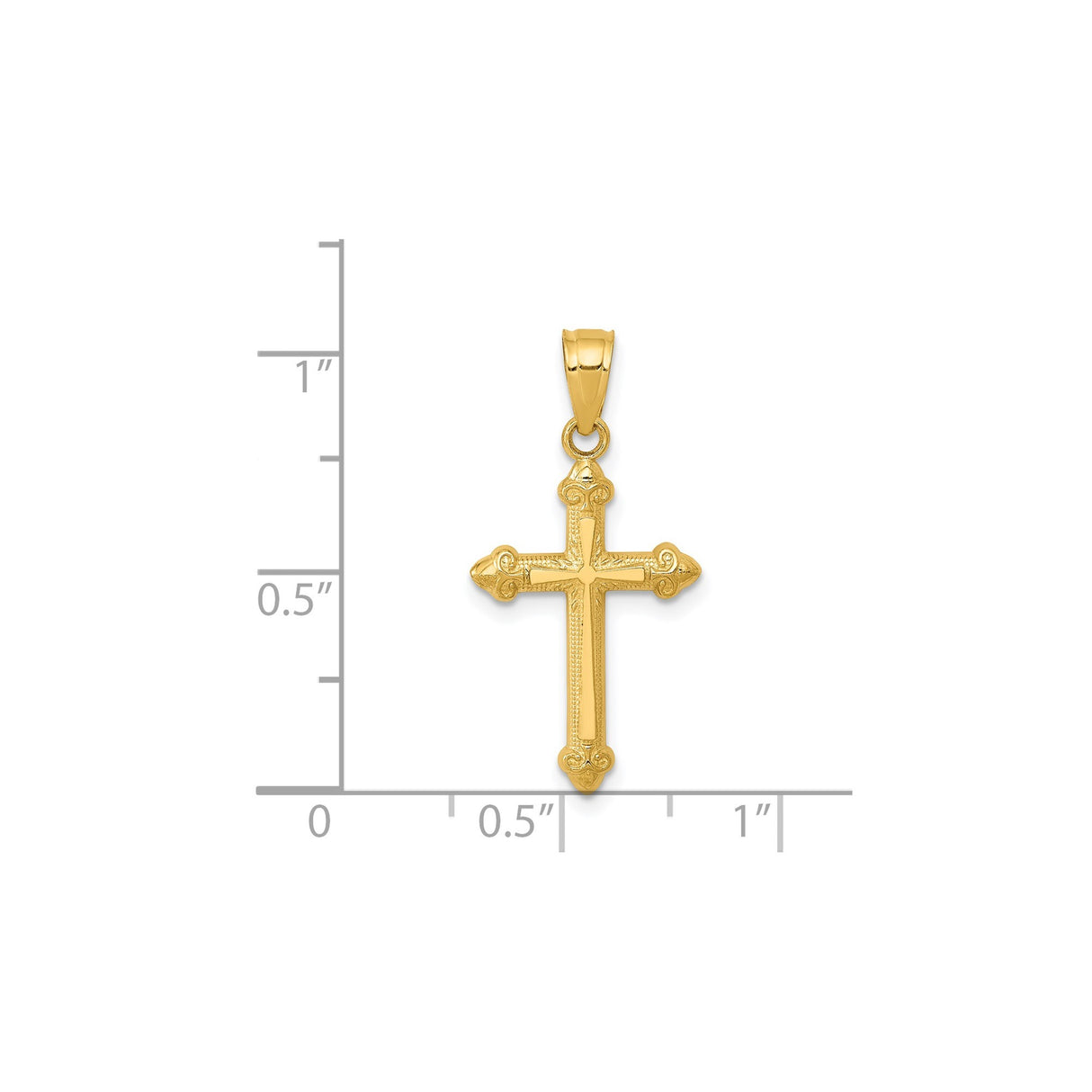 14k Yellow Gold Cross Pendant, Vintage Style Religious Charm for Men and Women