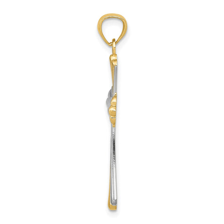 14k Two-Tone Gold Cross Pendant with Twisted Rope Detail and Patonce Design