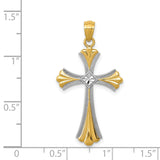 Diamond-Cut Patonce Cross Charm Pendant in Real 14k Multi-Tone Gold