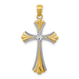 Diamond-Cut Patonce Cross Charm Pendant in Real 14k Multi-Tone Gold