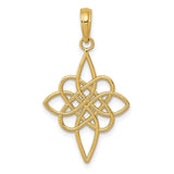 14k Yellow Gold Celtic Knot Pendant, Openwork Interwoven Design, Symbol of Eternity and Unity
