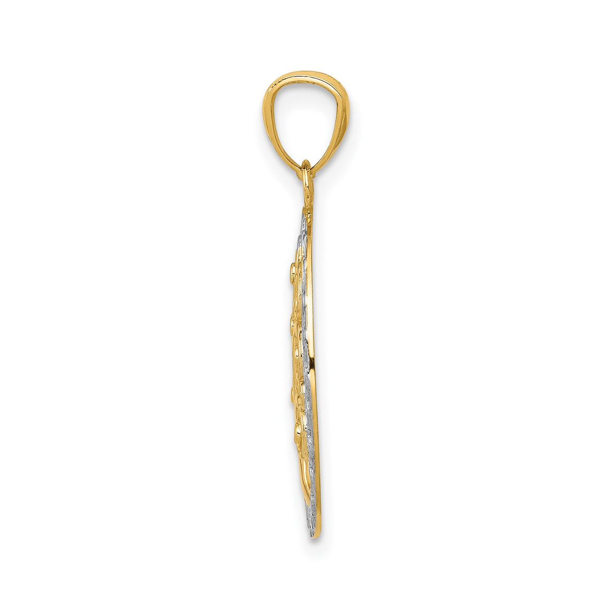 14k Multi-Tone Gold Tree of Life Pendant with Swirl Detail in Oval Frame for Women