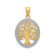 14k Multi-Tone Gold Tree of Life Pendant with Swirl Detail in Oval Frame for Women