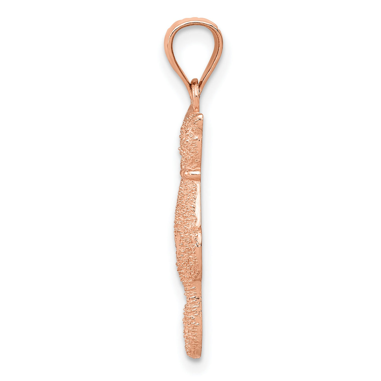 Satin And Polished Twin Rear Profile Cats Charm Pendant in Real 14k Rose Gold