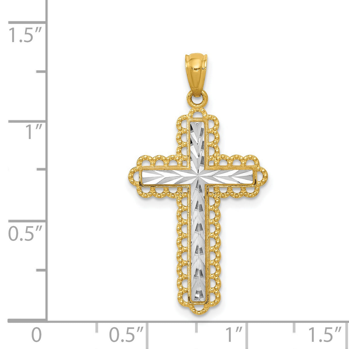 Latin Cross Charm Pendant in Real 14k Multi-Tone Gold