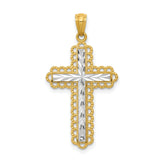 Latin Cross Charm Pendant in Real 14k Multi-Tone Gold