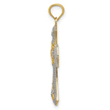 Patonce Cross Charm Pendant in Real 14k Multi-Tone Gold