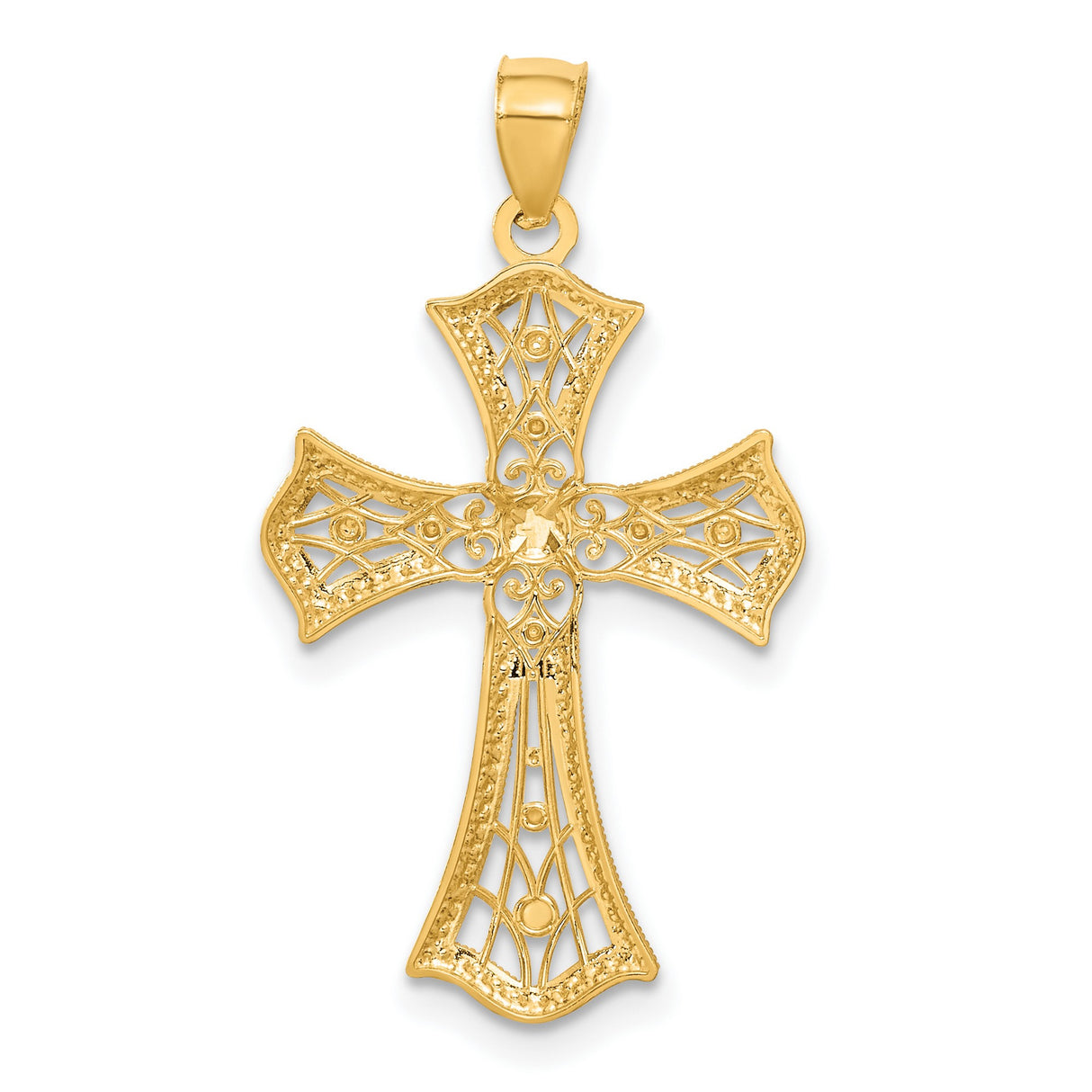 Patonce Cross Charm Pendant in Real 14k Multi-Tone Gold