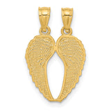 Break-Apart Angel Wings Charm Pendant in Real 14k Yellow Gold