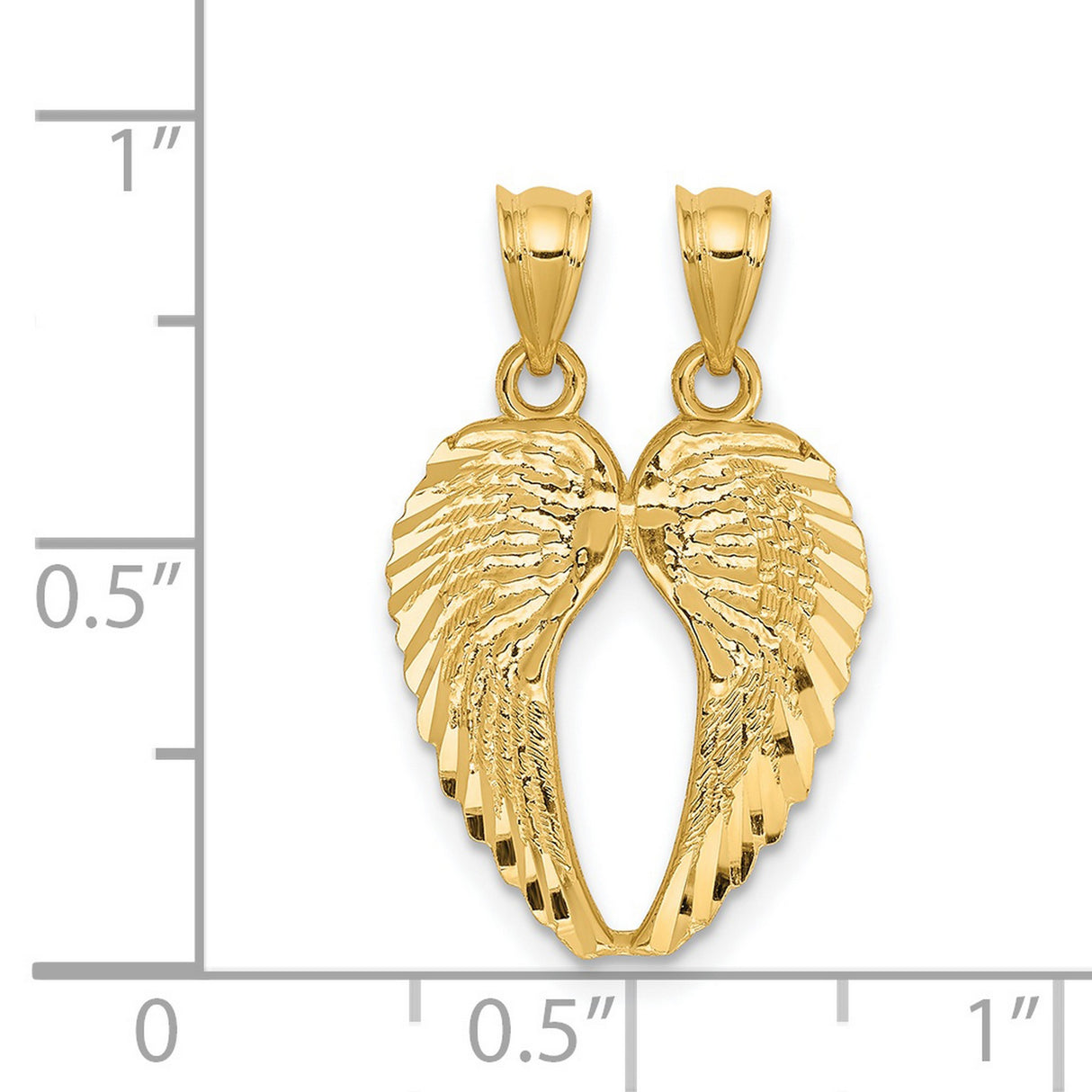 Break-Apart Angel Wings Charm Pendant in Real 14k Yellow Gold