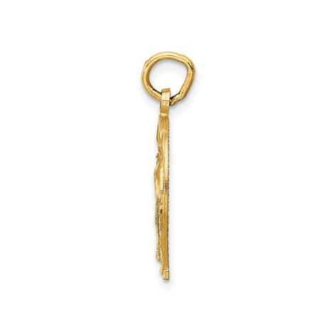 14k Yellow Gold Horseshoe Pendant with Filigree Detailing, Lucky Charm Equestrian Style