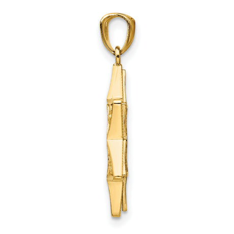 14k Two-Tone Gold Star of David Pendant with Open Torah Book and Small Stars