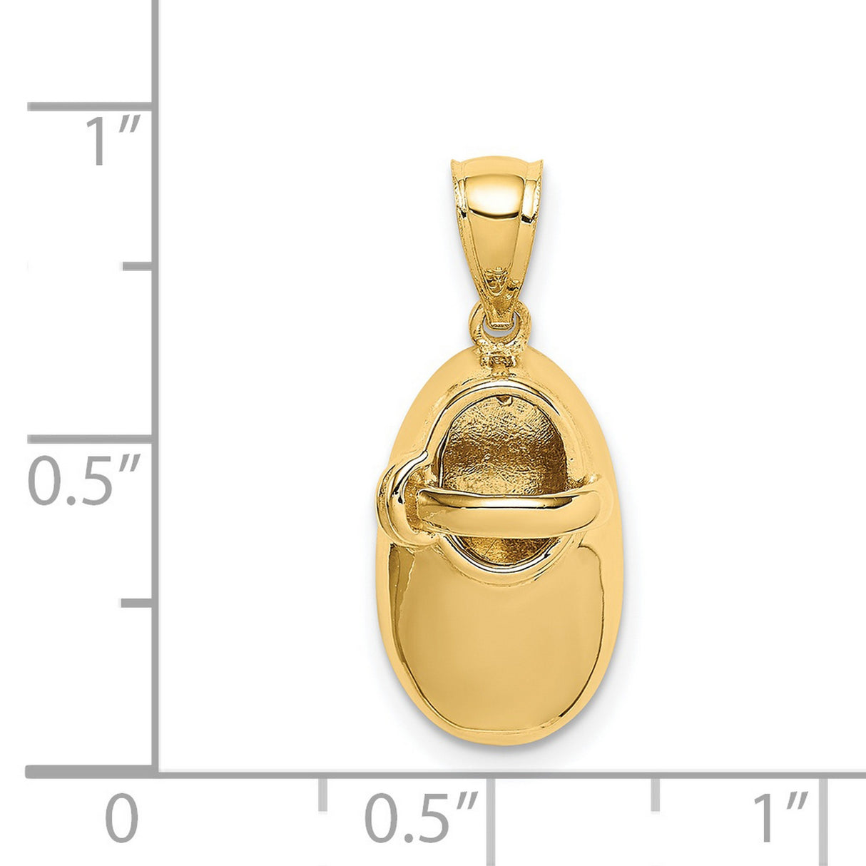 14k Yellow Gold Baby Bootie Pendant Charm, Polished 3D Shoe Keepsake Symbol of Motherhood