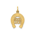 14k Yellow Gold Horseshoe Pendant with Good Luck Inscription, Unisex Talisman Charm