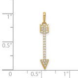 14k Yellow Gold Arrow Pendant with Cubic Zirconia, Minimalist Symbolic Charm for Women