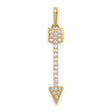 14k Yellow Gold Arrow Pendant with Cubic Zirconia, Minimalist Symbolic Charm for Women