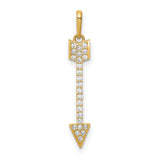 14k Yellow Gold Arrow Pendant with Cubic Zirconia, Minimalist Symbolic Charm for Women