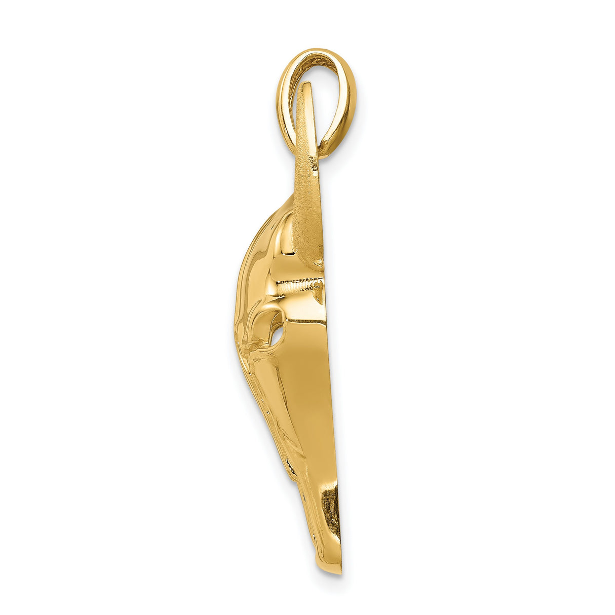 14k Yellow Gold Bull Skull Pendant, Western Cowboy Steer Charm, Rustic Southwestern Style