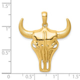 14k Yellow Gold Bull Skull Pendant, Western Cowboy Steer Charm, Rustic Southwestern Style