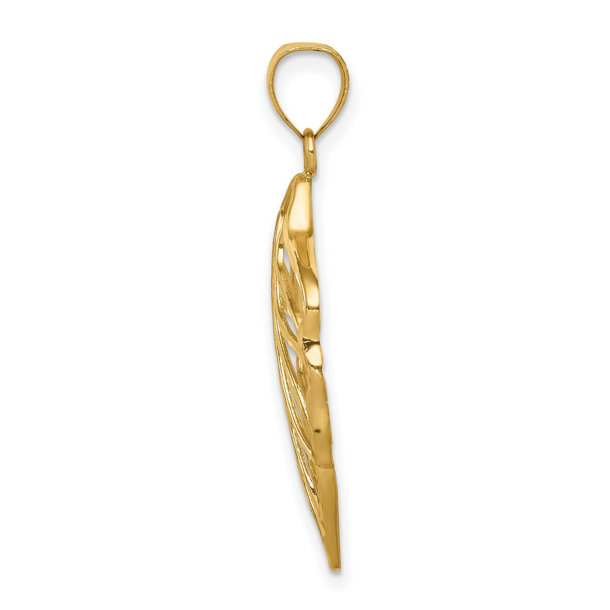 Leaf Dangle Charm Pendant in Real 14k Yellow Gold