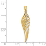 Angel Wing Charm Pendant in Real 14k Yellow Gold