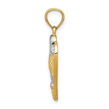 14k Yellow Gold Two-Tone Eagle Pendant, Symbol of Strength and Freedom for Men