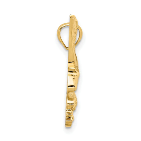 14k Yellow Gold Eagle Pendant with Outstretched Wings, High Polish Finish, Patriotic Biker Jewelry for Men