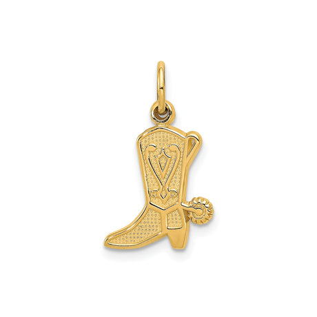 14k Yellow Gold Cowboy Boot Pendant with Spur Detail, Western Rodeo Style Charm
