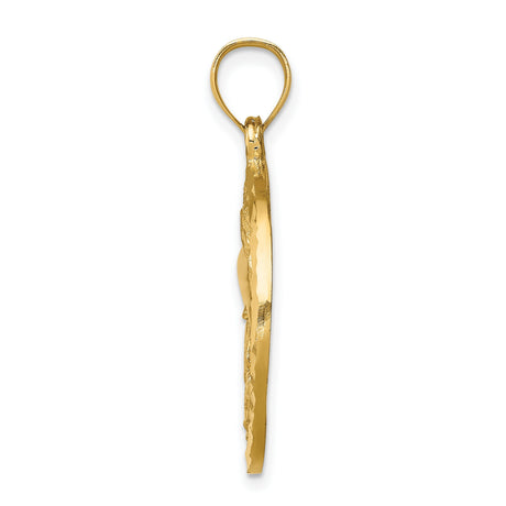 14k Yellow Gold Nautical Pendant with Dolphin, Starfish, Seashell, and Sand Dollar Design
