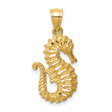 14k Yellow Gold Seahorse Pendant, High-Polish Marine Animal Charm, Nautical Beach Theme