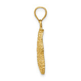 14k Yellow Gold Starfish Pendant, Textured Ocean Charm with Nautical Coastal Design
