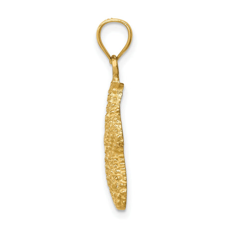 14k Yellow Gold Starfish Pendant, Textured Ocean Charm with Nautical Coastal Design