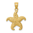 14k Yellow Gold Starfish Pendant, Textured Ocean Charm with Nautical Coastal Design