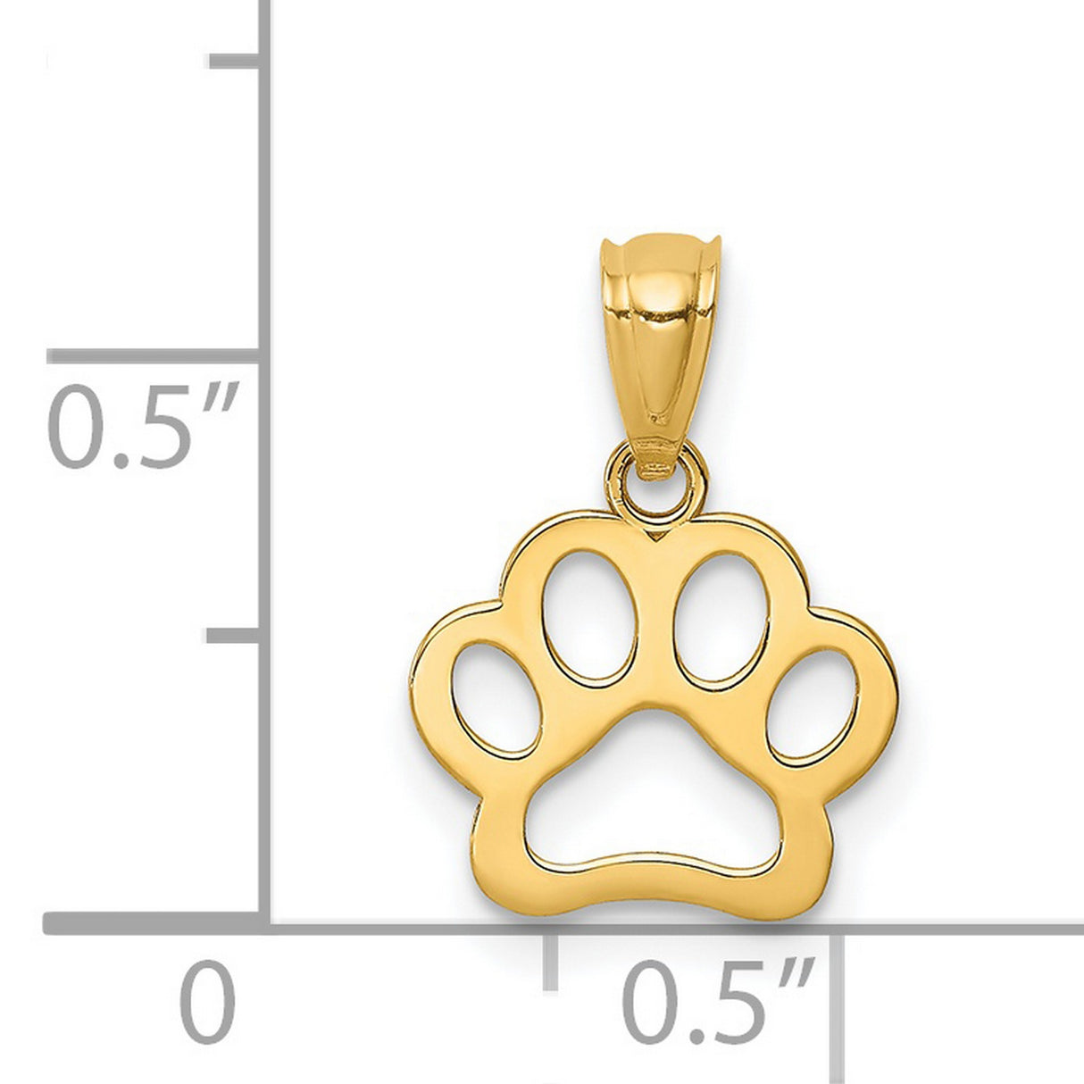 Cut-Out Paw Print Shaped Charm Pendant in Real 14k Yellow Gold