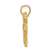 14k Yellow Gold Dog Pendant, Detailed Standing Dog Charm with Polished Finish, Unisex Animal Jewelry