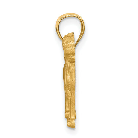 14k Yellow Gold Dog Pendant, Detailed Standing Dog Charm with Polished Finish, Unisex Animal Jewelry