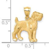 14k Yellow Gold Dog Pendant, Detailed Standing Dog Charm with Polished Finish, Unisex Animal Jewelry