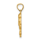 14k Yellow Gold Poodle Pendant Charm with Classic Grooming Design for Women