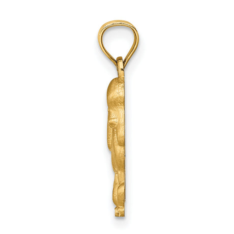 14k Yellow Gold Poodle Pendant Charm with Classic Grooming Design for Women