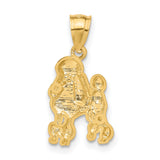 14k Yellow Gold Poodle Pendant Charm with Classic Grooming Design for Women