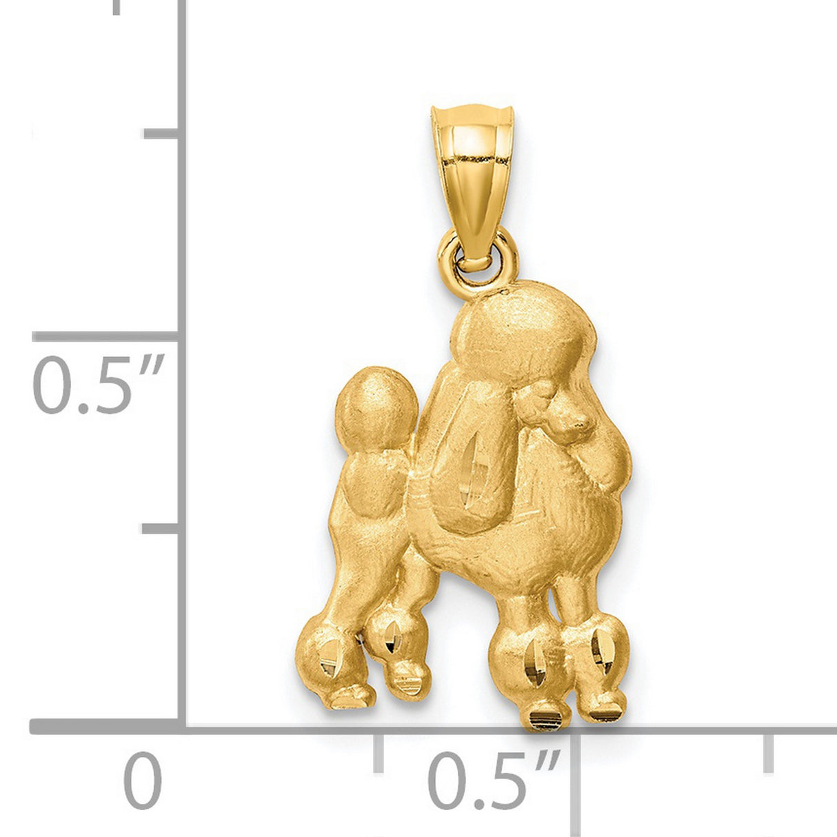 14k Yellow Gold Poodle Pendant Charm with Classic Grooming Design for Women