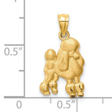 14k Yellow Gold Poodle Pendant Charm with Classic Grooming Design for Women