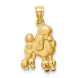 14k Yellow Gold Poodle Pendant Charm with Classic Grooming Design for Women